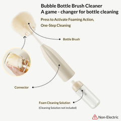 biqin bottle brush kit foam reservoir in action for efficient bottle cleaning