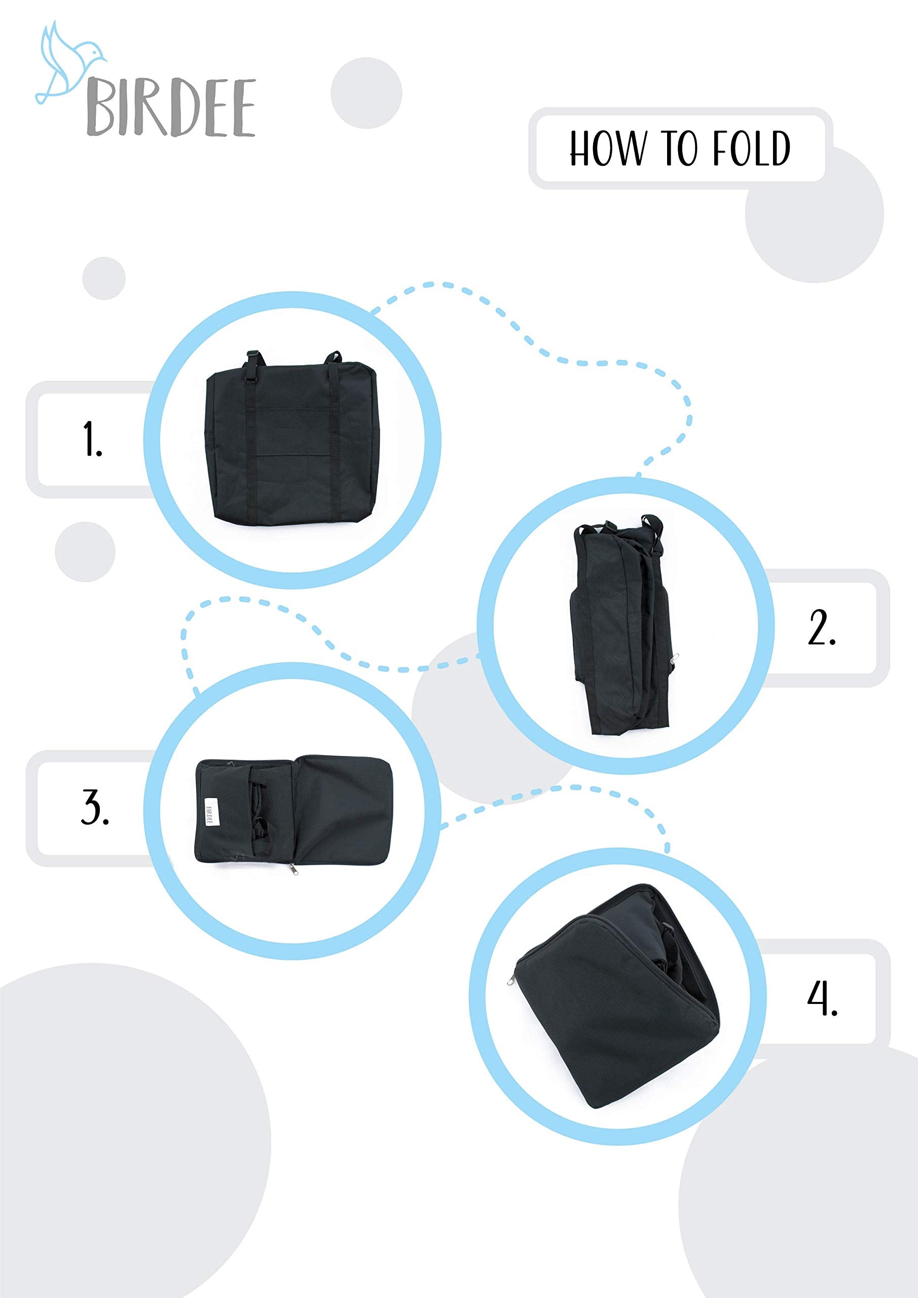 Birdee travel bag with satisfaction guarantee badge for reliable service