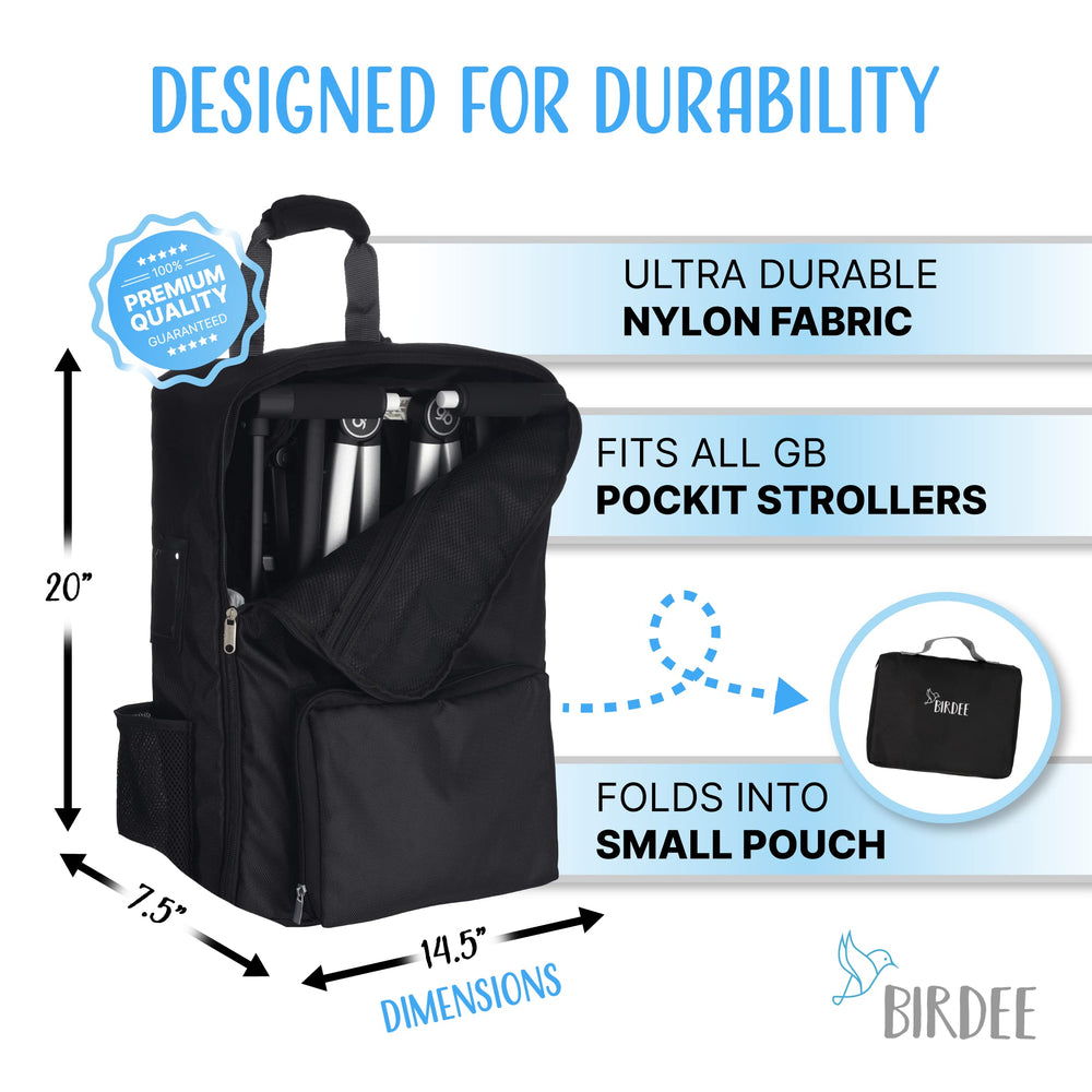 Birdee stroller bag stitching detail highlighting durability and reinforced seams.