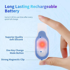 BirkinHOME pink clip-on light attached to a badge for quick task lighting.