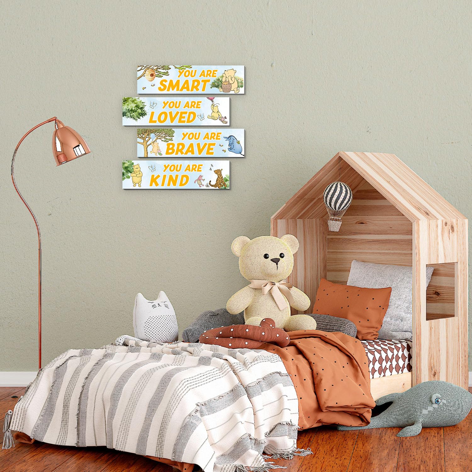 BirtDerr Winnie room decor wooden prints suit nurseries and playrooms.