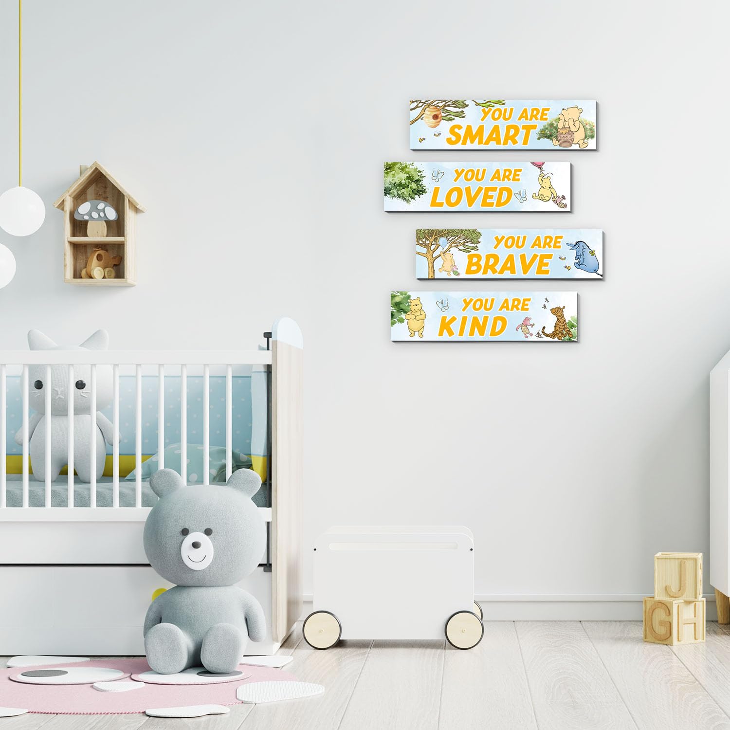 BirtDerr Winnie sign wall art 4 enables cohesive bedroom themes.