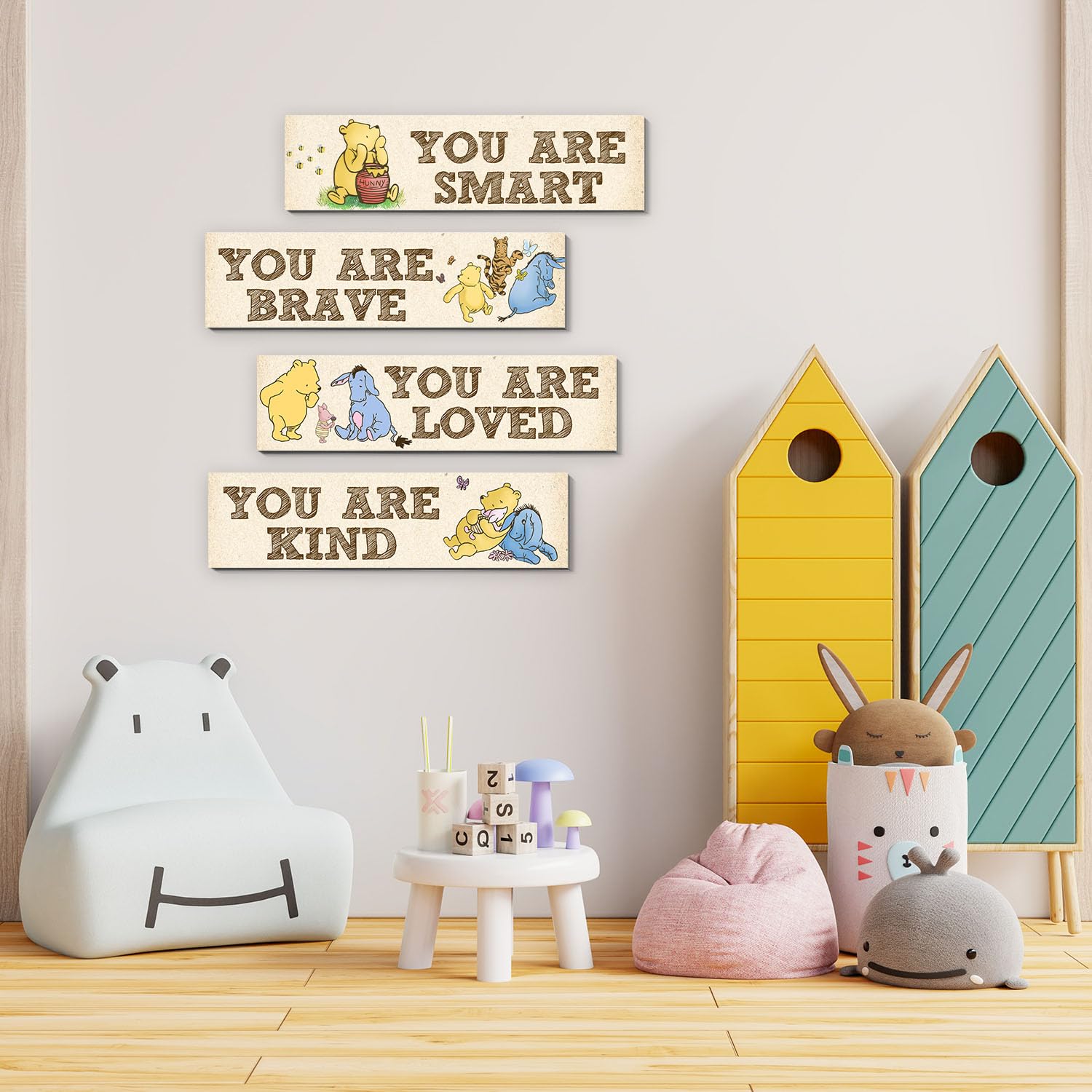 BirtDerr Winnie sign wall plaque features classic Pooh for playrooms.