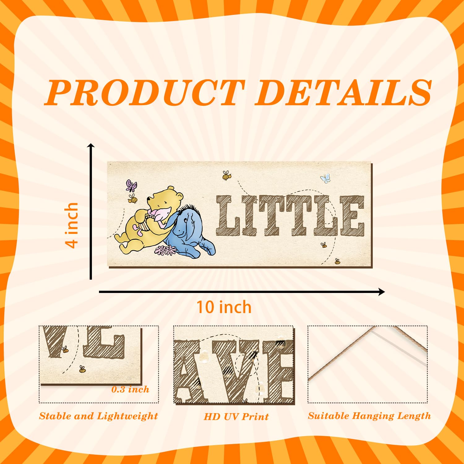BirtDerr Winnie wall plaque center—cozy Pooh decor for bedrooms.