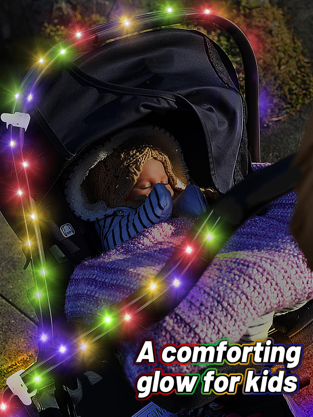 Biubee multicolor option enhances visibility during evening stroller strolls.