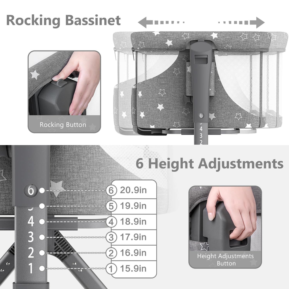 BIUSIKAN 3in1 rocking bassinet mode for gentle soothing and smoother naps.