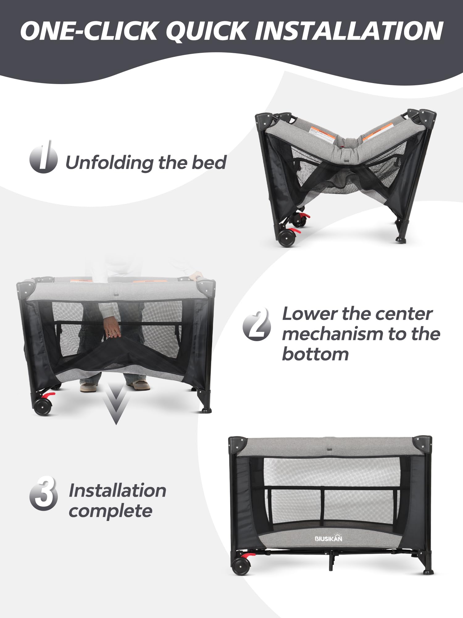 BIUSIKAN Baby Bassinet diaper-changer with waterproof surface and shelves