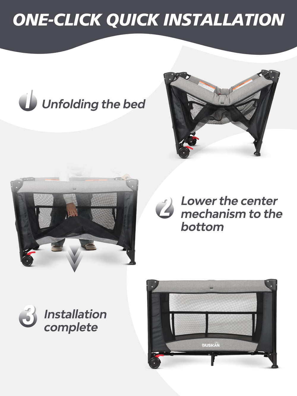 BIUSIKAN Baby Bassinet diaper-changer with waterproof surface and shelves