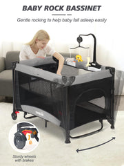 BIUSIKAN Baby Bassinet rocking mode with calming music box visible