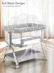 BIUSIKAN Bassinet all-mesh design highlights breathable sleep space for baby airflow.