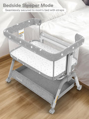 BIUSIKAN Bassinet incline mode aids nighttime feeding comfort and reflux support.