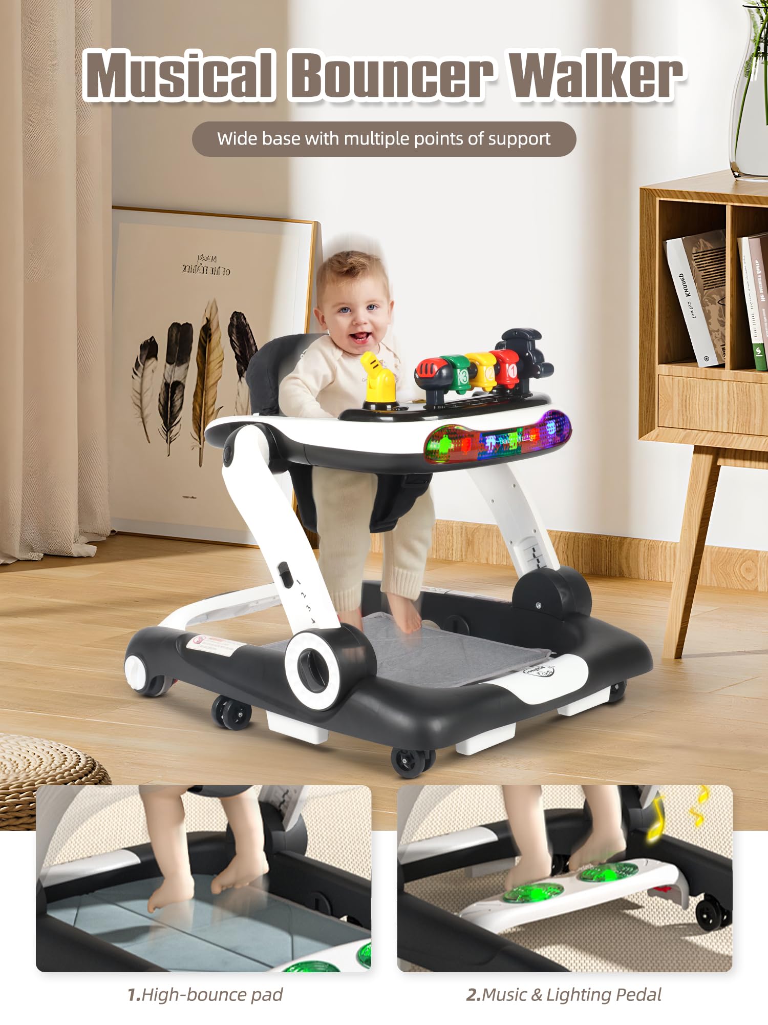 BIUSIKAN ergonomic backrest design baby walker supports growing posture during sessions.