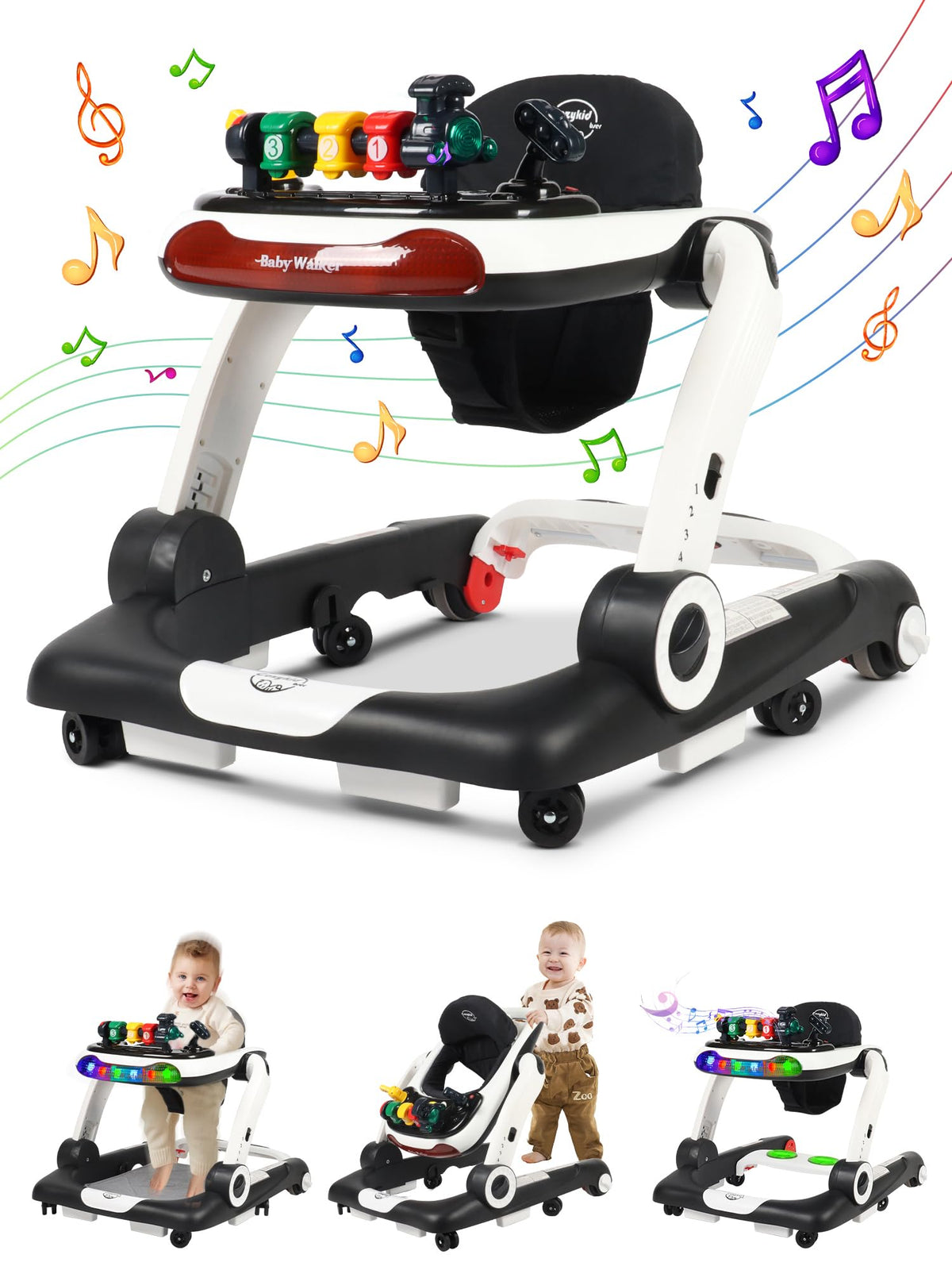BIUSIKAN music lights baby walker wheels promotes active play and sensory exploration.