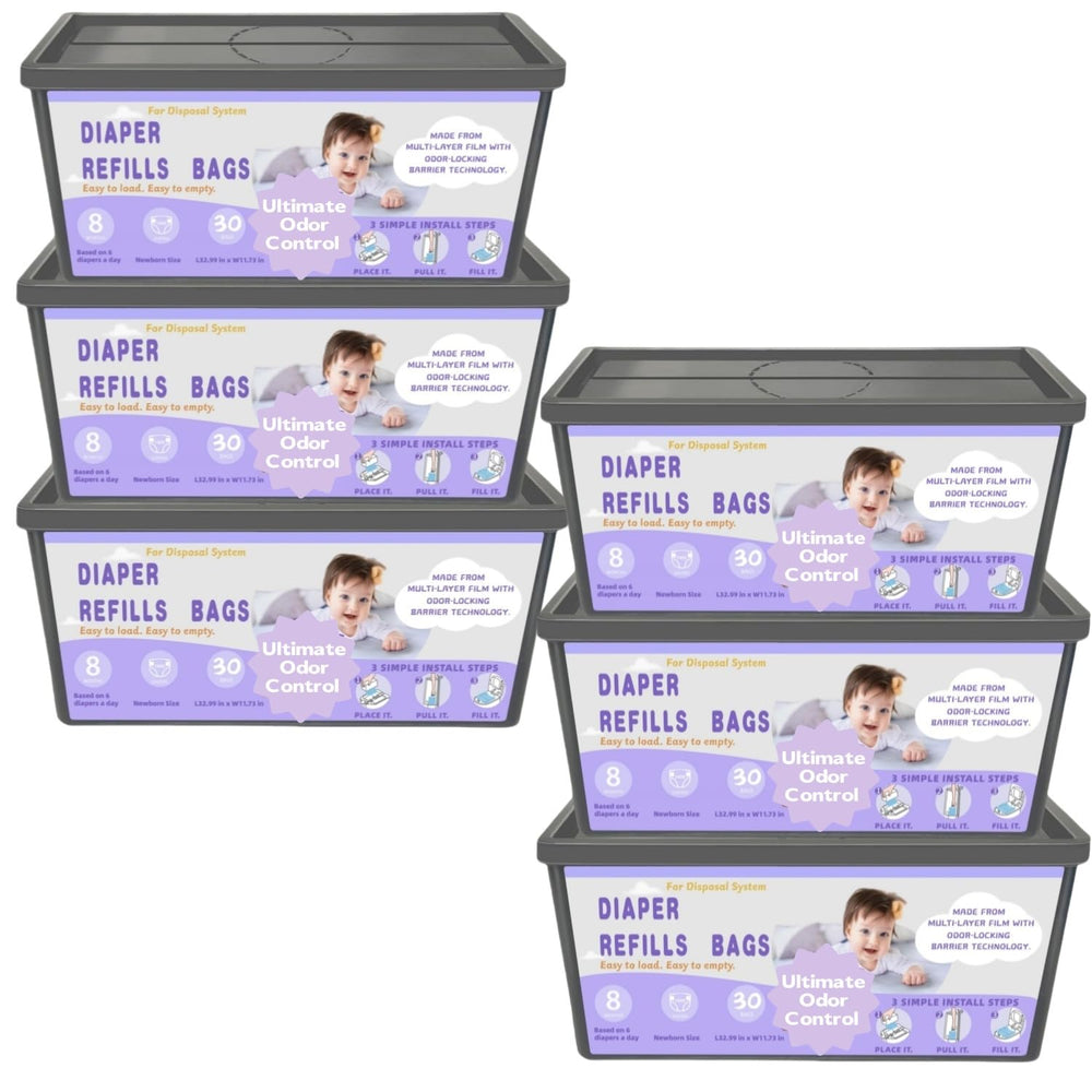 Biuskuku lavender diaper refill bags shown highlighting fresh nursery scent and odor control
