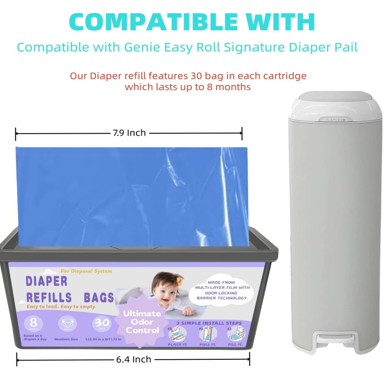 Biuskuku lavender scented diaper refills deliver a calm aroma in the nursery.