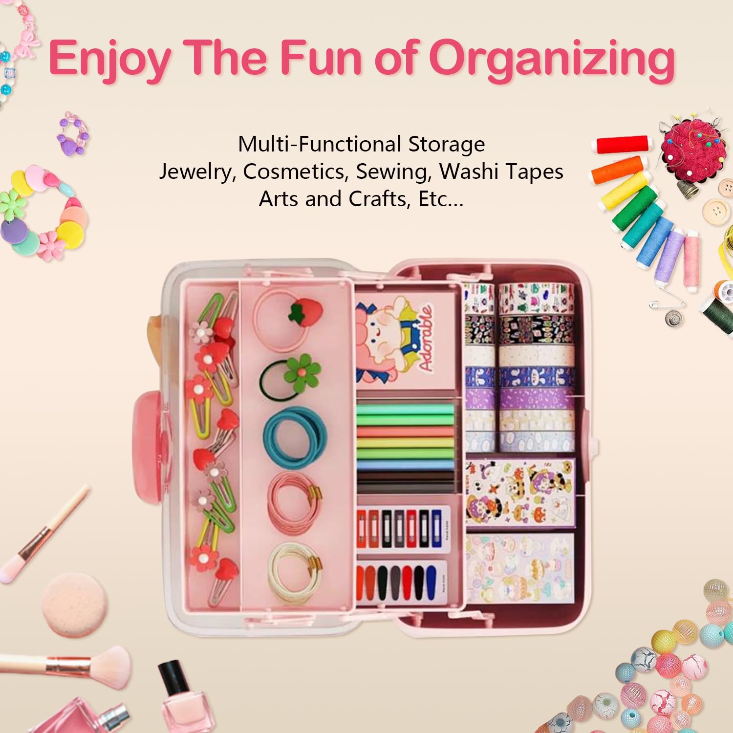 BIVOGID multi-functional storage box suits hair, jewelry, cosmetics, and crafts