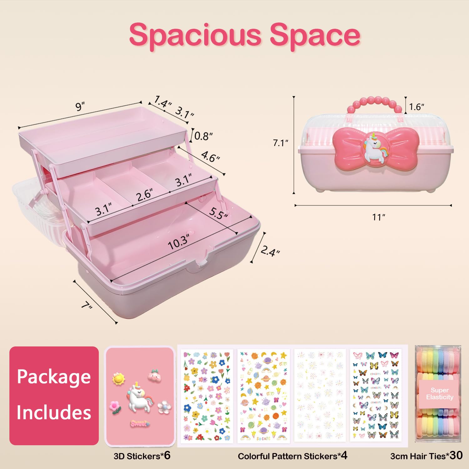 BIVOGID spacious storage capacity measures 11x7x7 inches for larger items