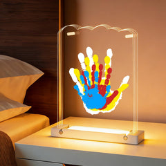 Bixinyo family handprint kit with wooden base light for a cozy family keepsake