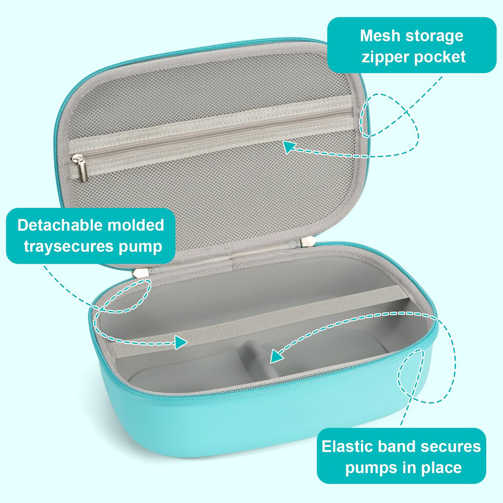Bjabtan wearable pump case detachable tray keeps pumps stable and dust-free during travel.