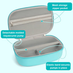 Bjabtan wearable pump case detachable tray keeps pumps stable and dust-free during travel.