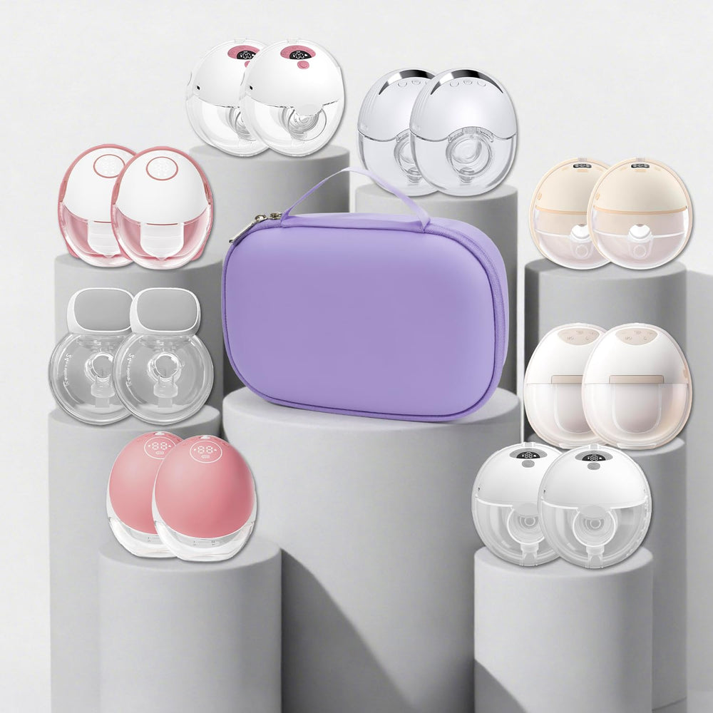 Bjabtan wearable pump case purple tray inside shows stable storage for two pumps.
