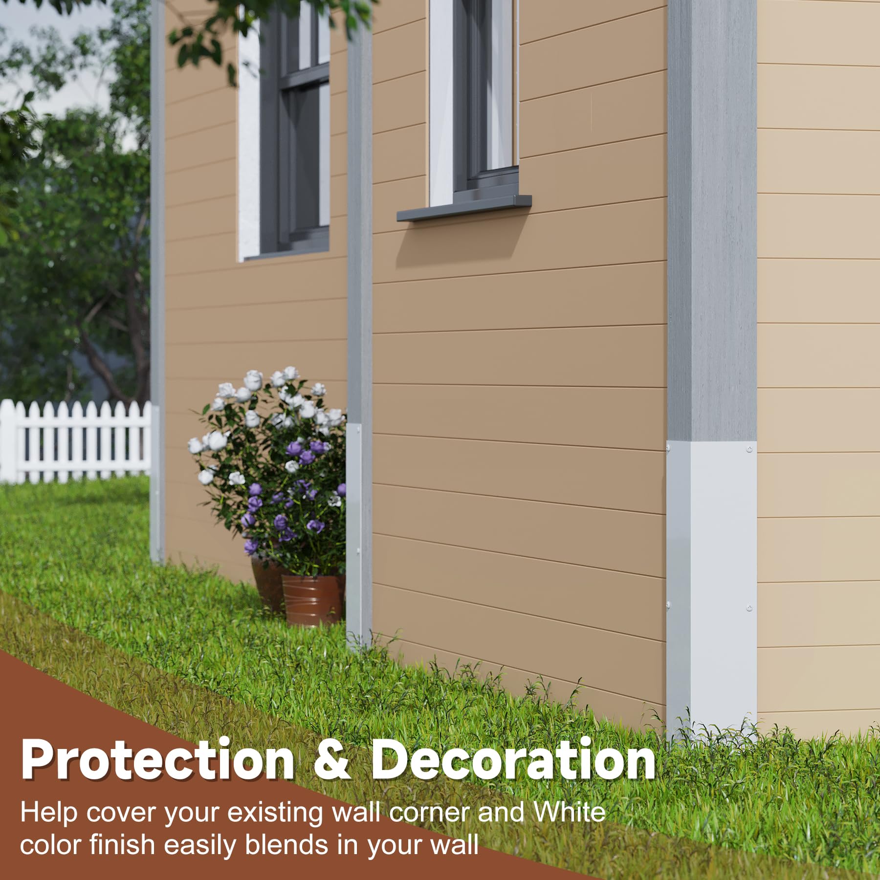 BJADE'S corner guard fits most vinyl siding corners for versatility