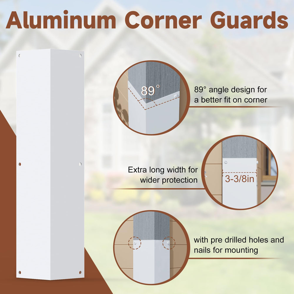 BJADE'S white finish corner guard blends with vinyl siding for a low-profile look