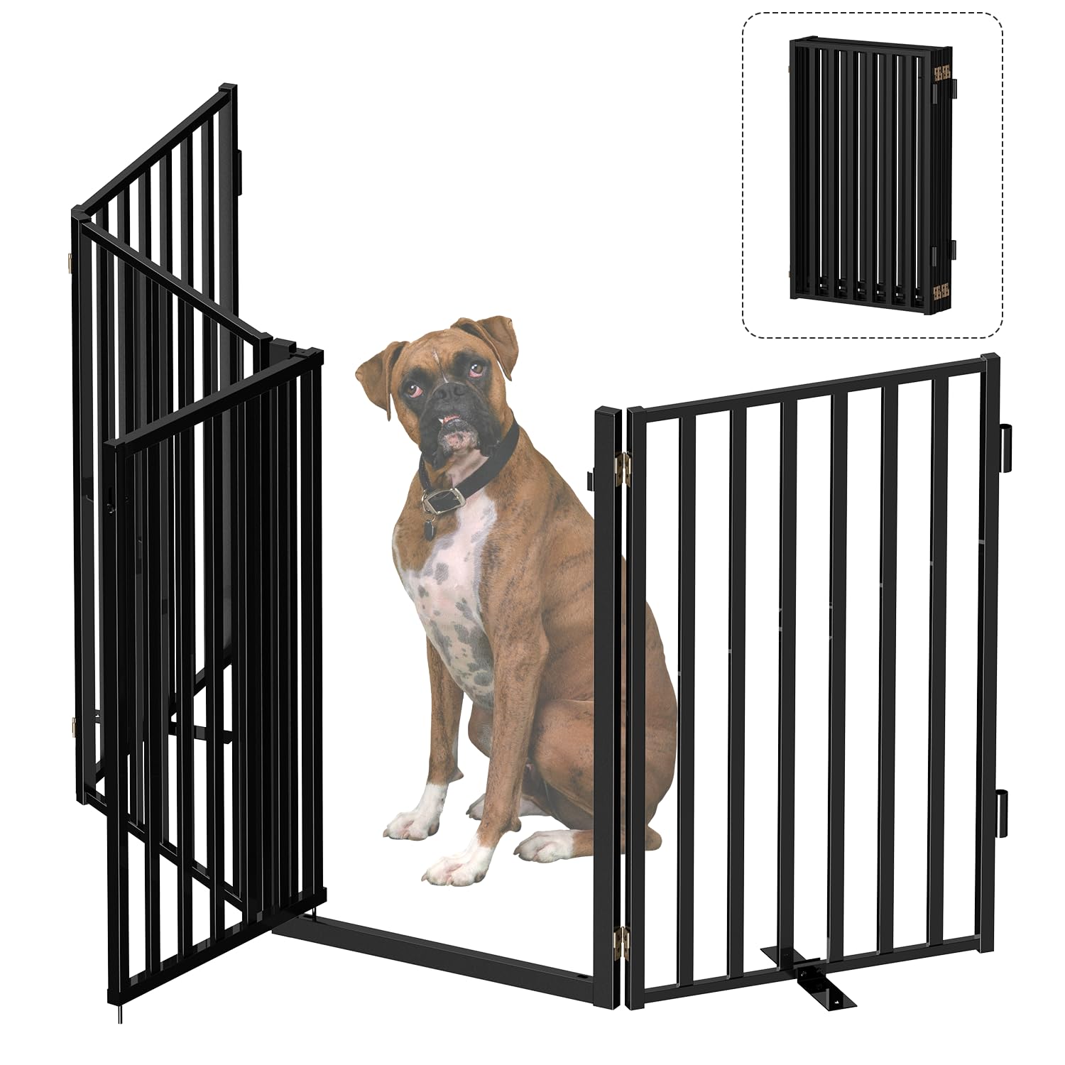 Bknius dog gate with door lockable for safe access at doorways