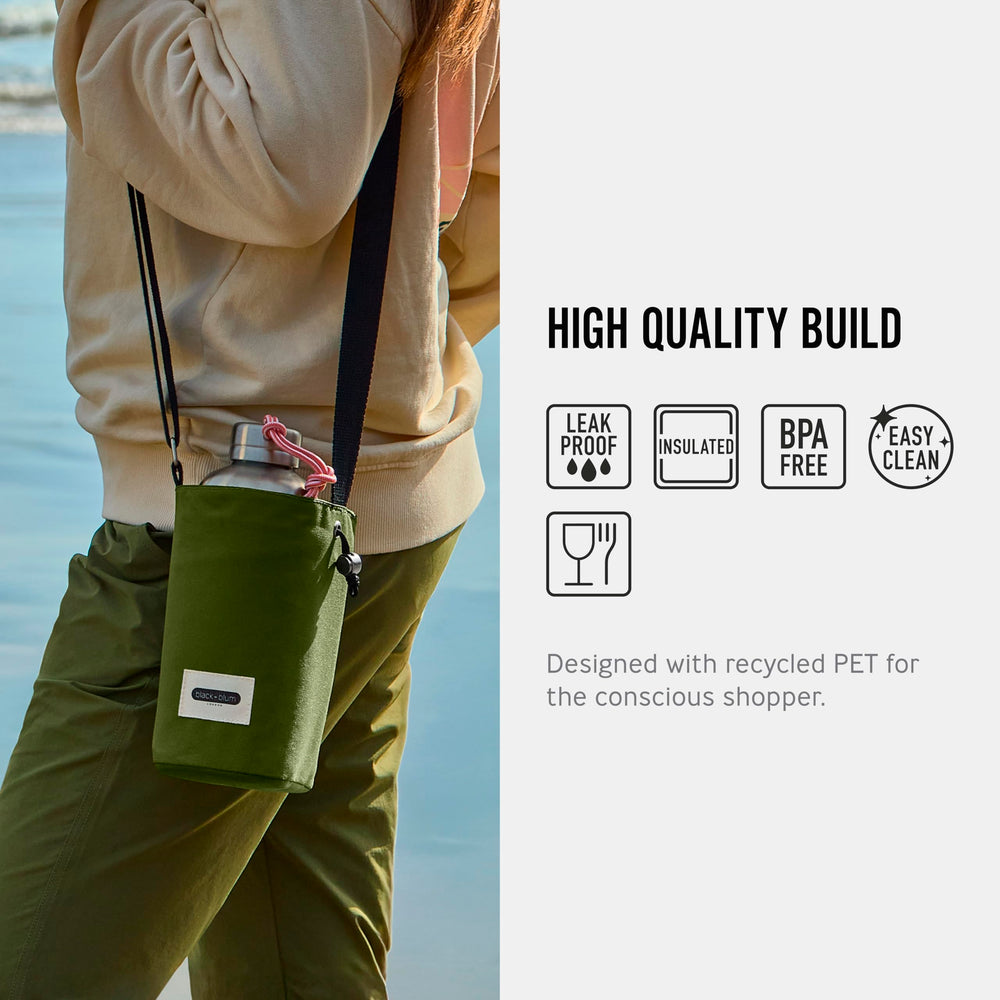 Black+Blum insulated bottle bag interior with BPA-free PEVA lining keeps beverages cool.