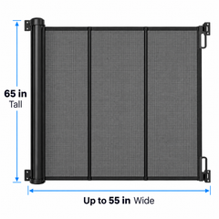 HEELALBABY 65" Extra Tall Retractable Pet & Baby Gate, Reinforced Mesh, Fits Openings Up to 55" Wide, Black