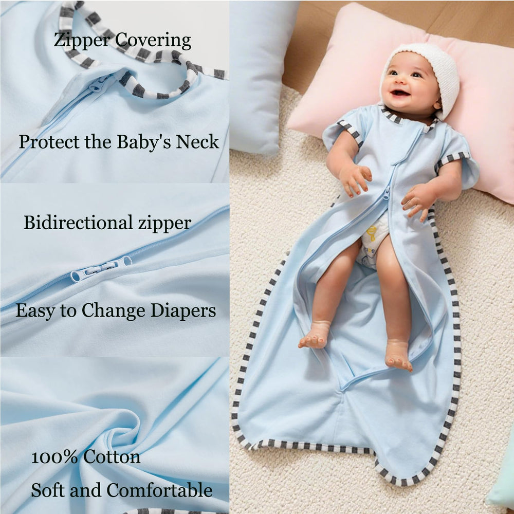 Blackleaf Baby 100% cotton swaddle close-up shows breathable year-round fabric