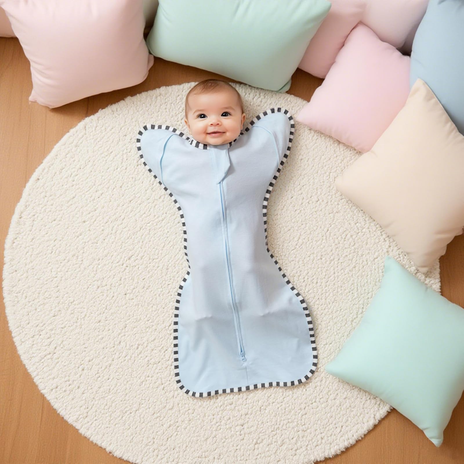 Blackleaf Baby hip-healthy swaddle design allows leg movement for comfy sleep