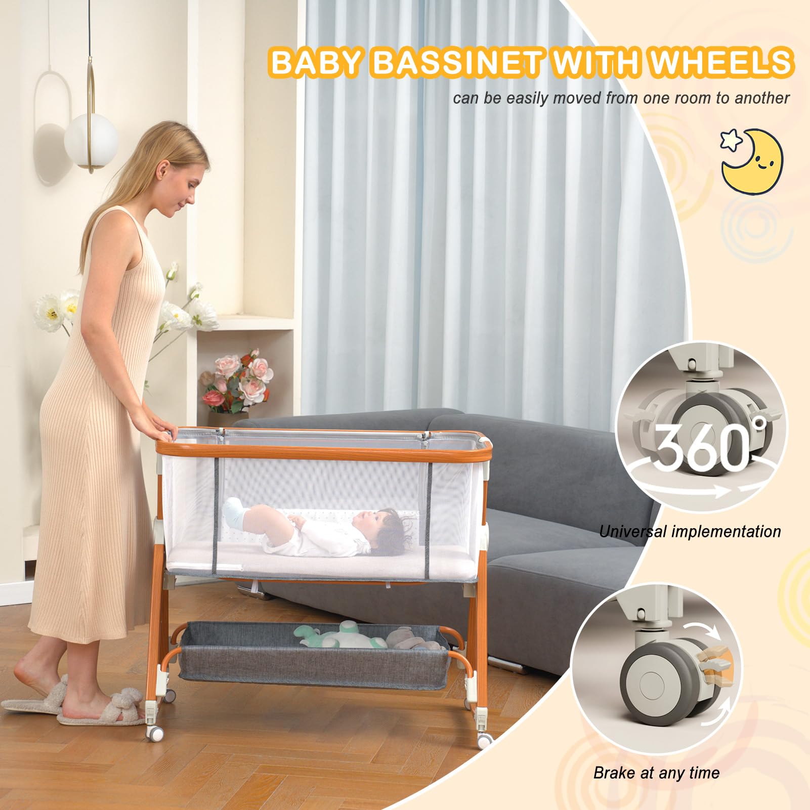 BLBBLBGDD adjustable height feature in gray fits various bed heights.
