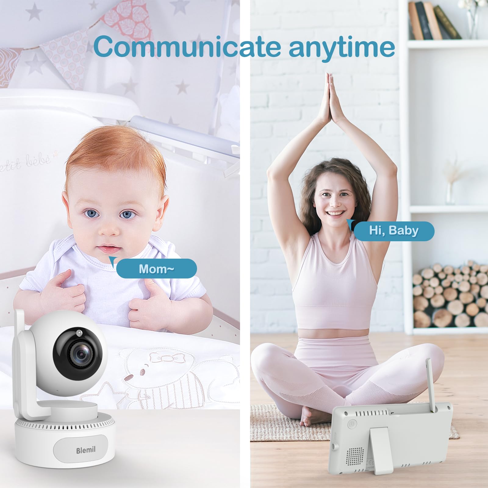 Blemil Baby Monitor supports two-way audio and lullabies for soothing moments.