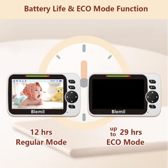 Blemil pan tilt zoom enables flexible viewing of baby's room.