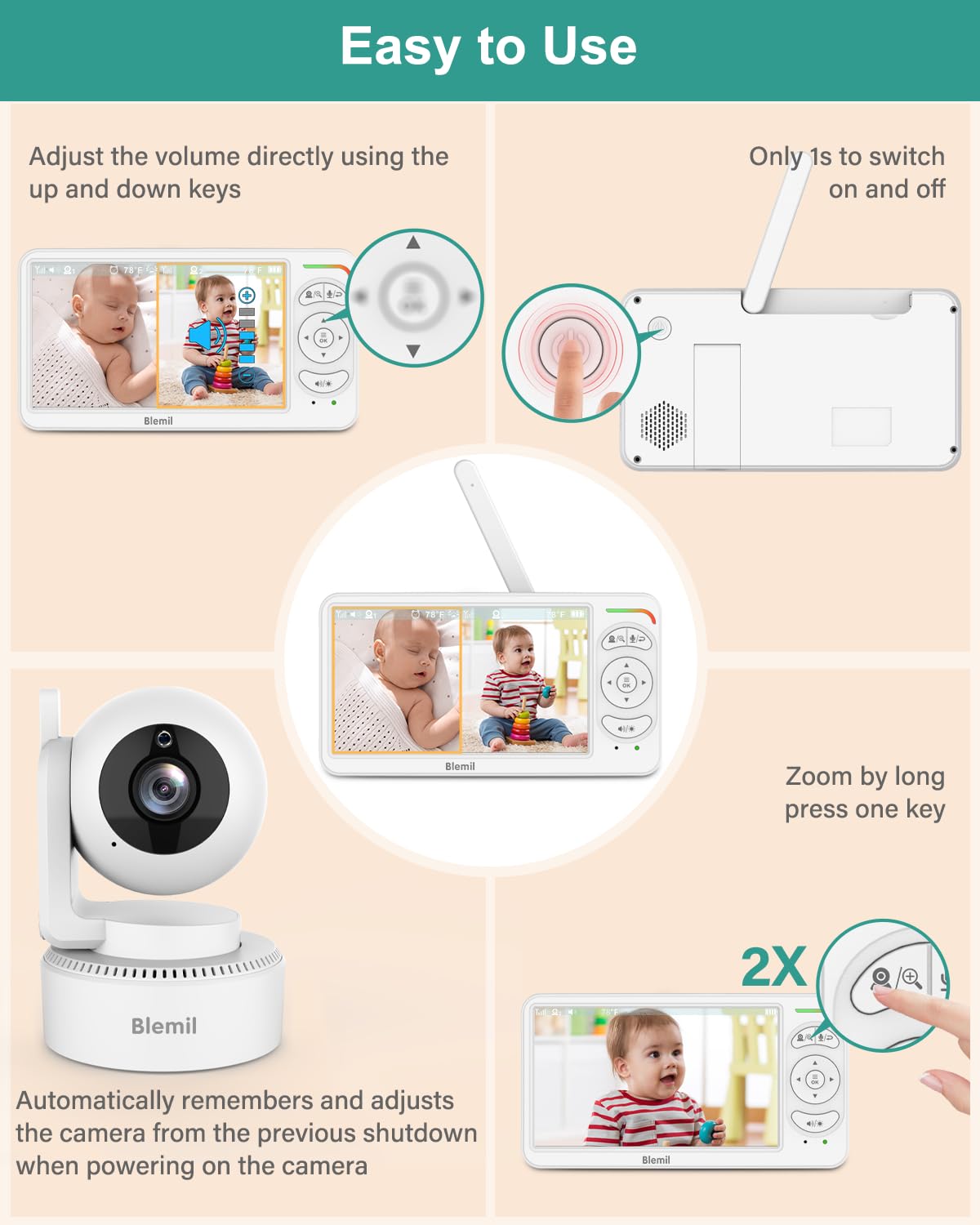 Blemil PTZ remote control for precise viewing across rooms