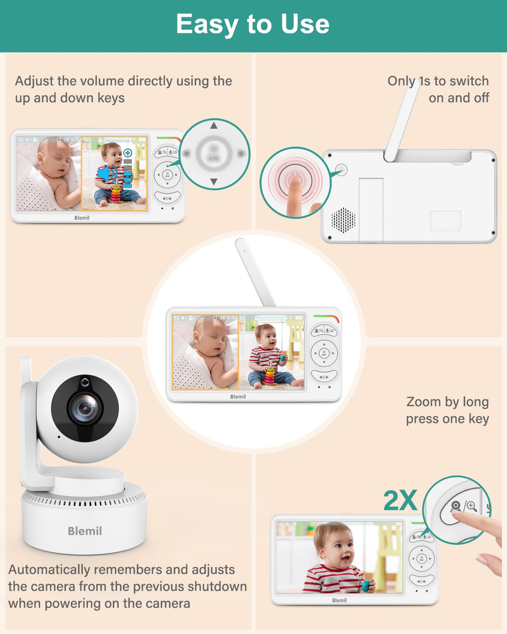 Blemil PTZ remote control for precise viewing across rooms