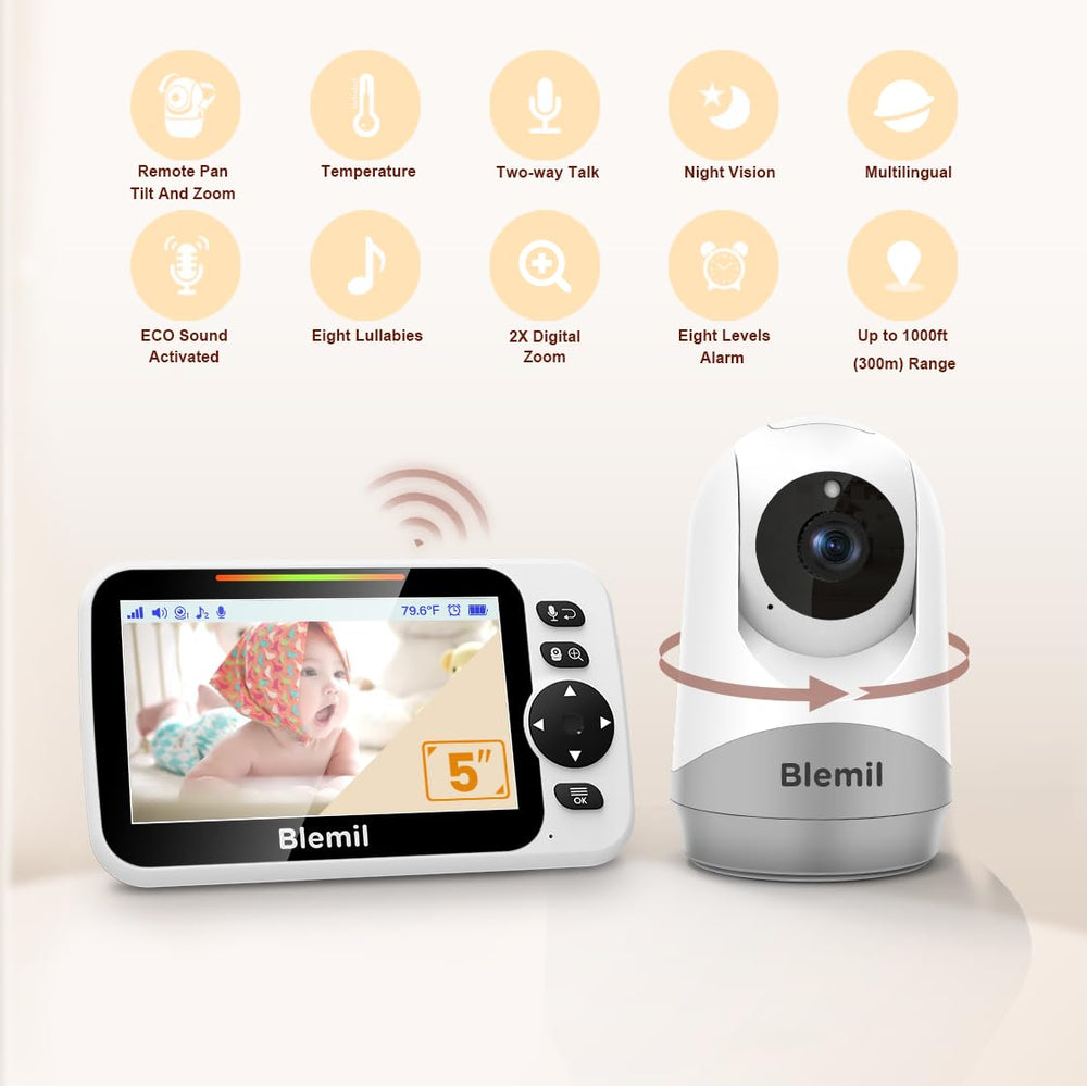Blemil split-screen view for two cameras helps monitor twins or siblings.