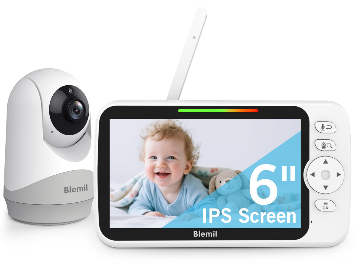 Blemil Upgrade video monitor 6-inch screen for crystal-clear nursery viewing.