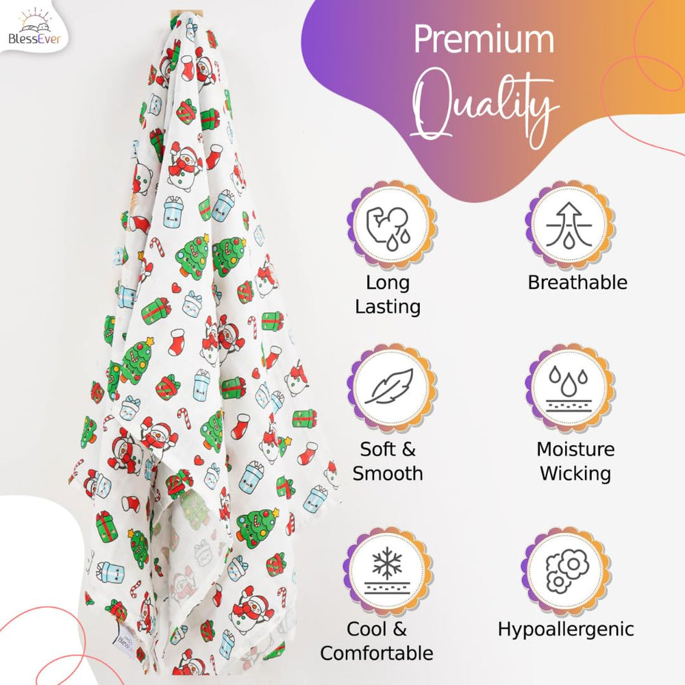 BlessEver muslin swaddle texture close-up highlights breathable rayon blend.