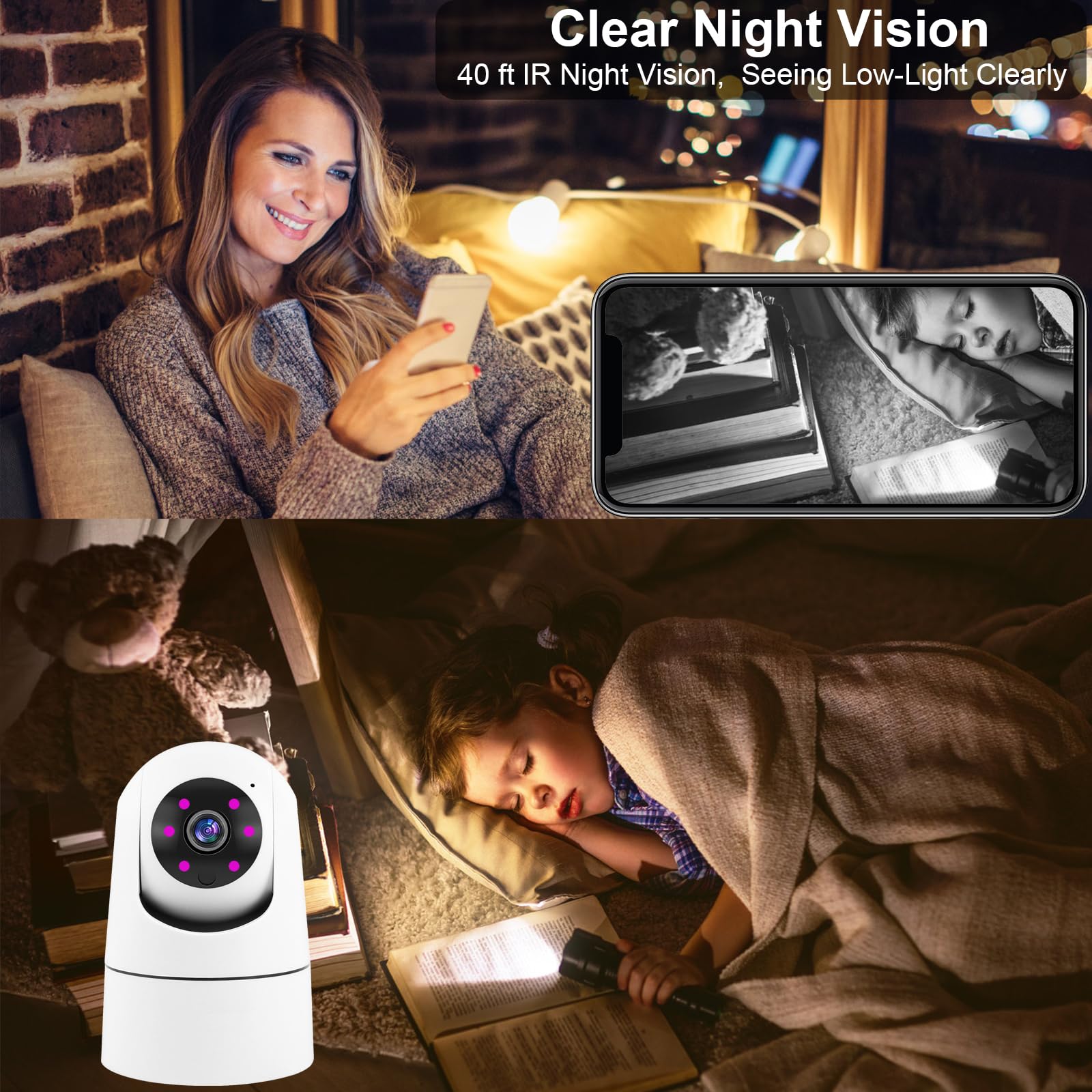 BlessFly 4MP indoor camera works with Alexa and Google Home for voice viewing