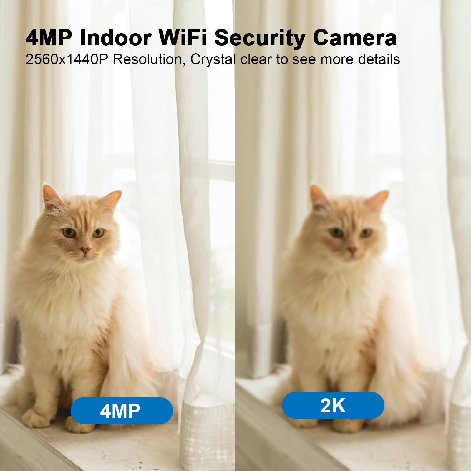 BlessFly 4MP indoor camera night vision for clear dark-room monitoring