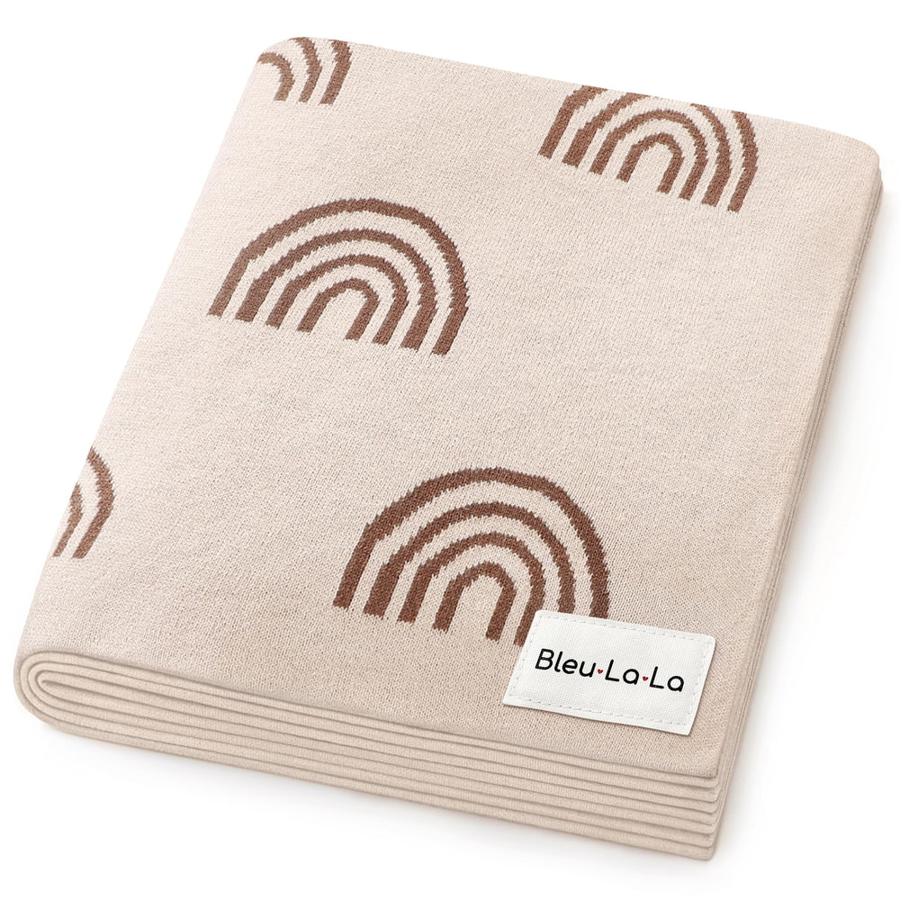 Bleu La La rainbow-taupe baby blanket close-up for soft skin-friendly warmth.