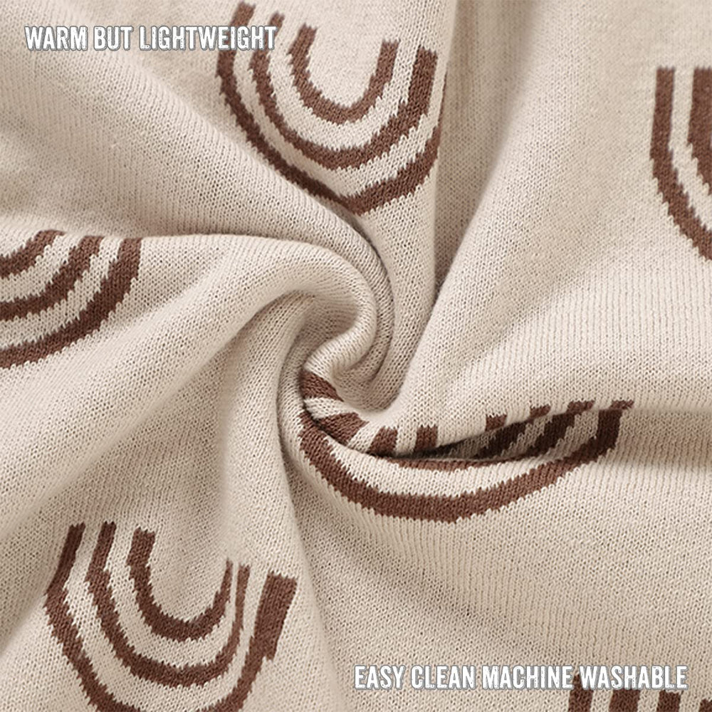 Bleu La La machine-washable rainbow-taupe baby blanket with plush toy.
