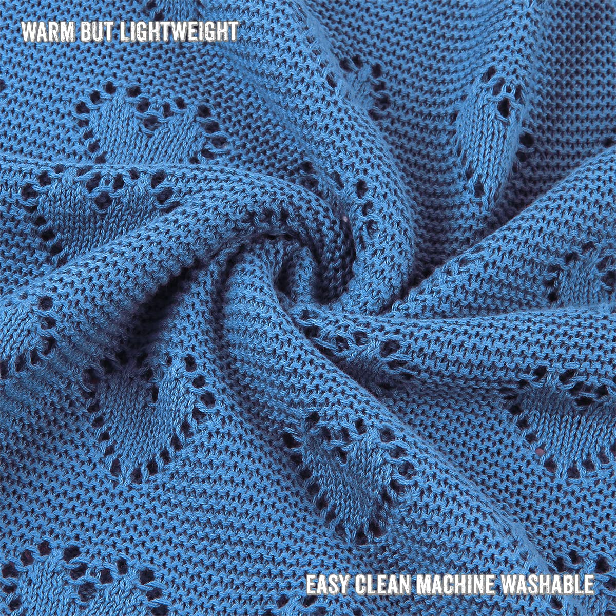 Bleu La La Heirloom Knit Heart blanket supports cozy cuddling sessions during play or rest.