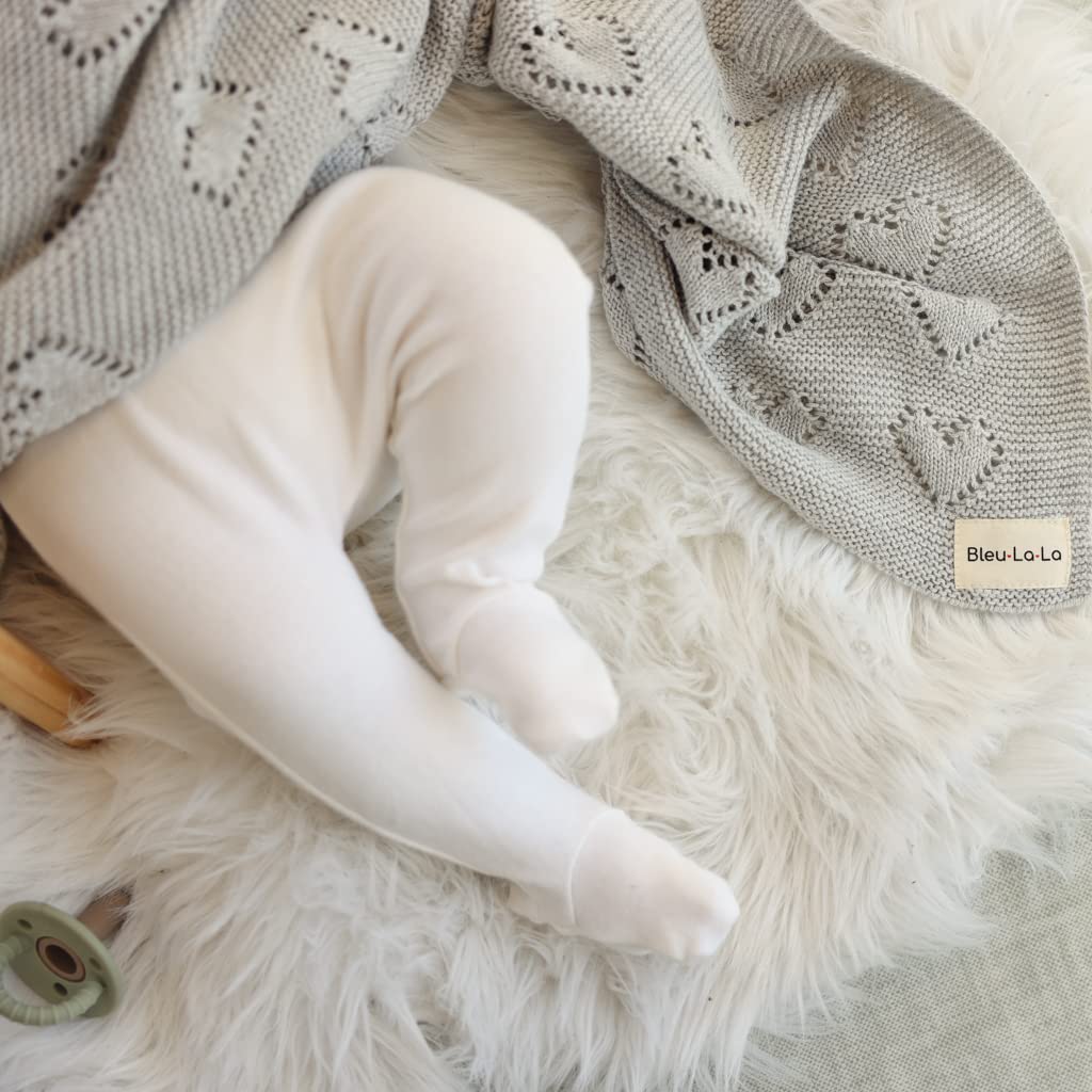 Bleu La La Heirloom Knit Heart blanket monogram ribbon packaging adds a refined gifting touch.