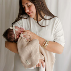 Bleu La La Heritage Knit Blanket's breathable organic cotton keeps little ones comfortable year-round.