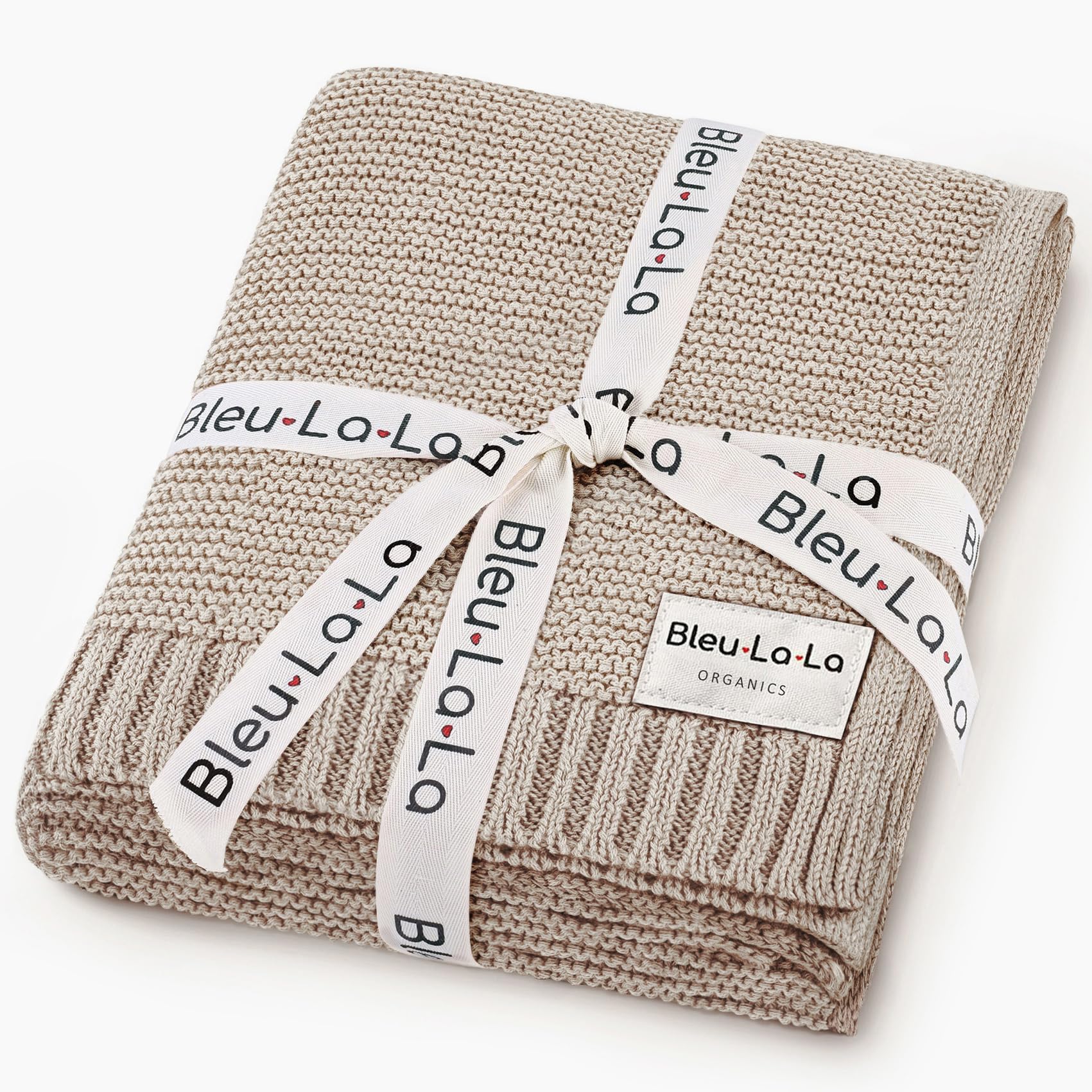 Bleu La La Heritage Knit Baby Blanket shows a soft texture for newborn comfort.
