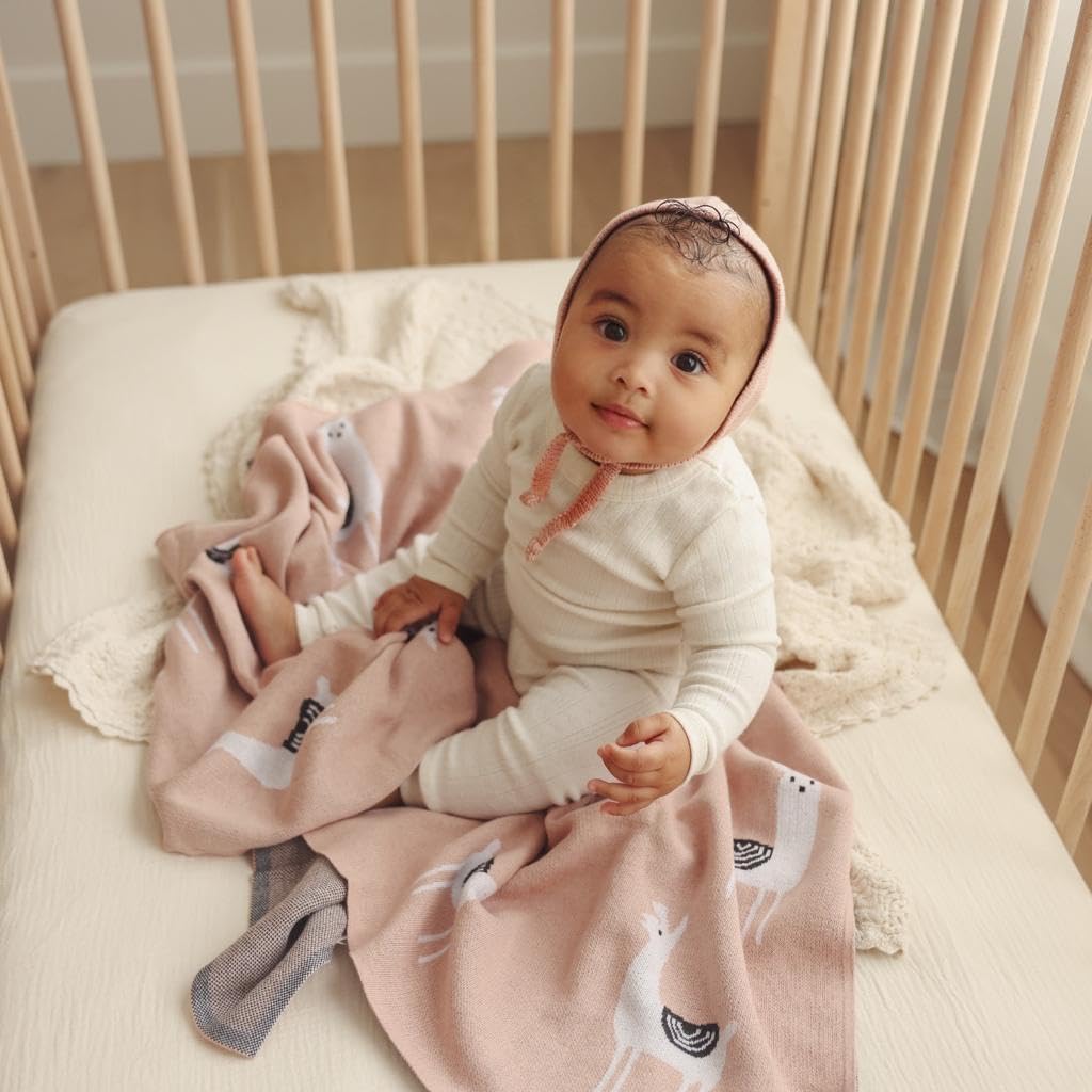 Bleu La La llama pink knit texture showcases gentle warmth and flexible stretch