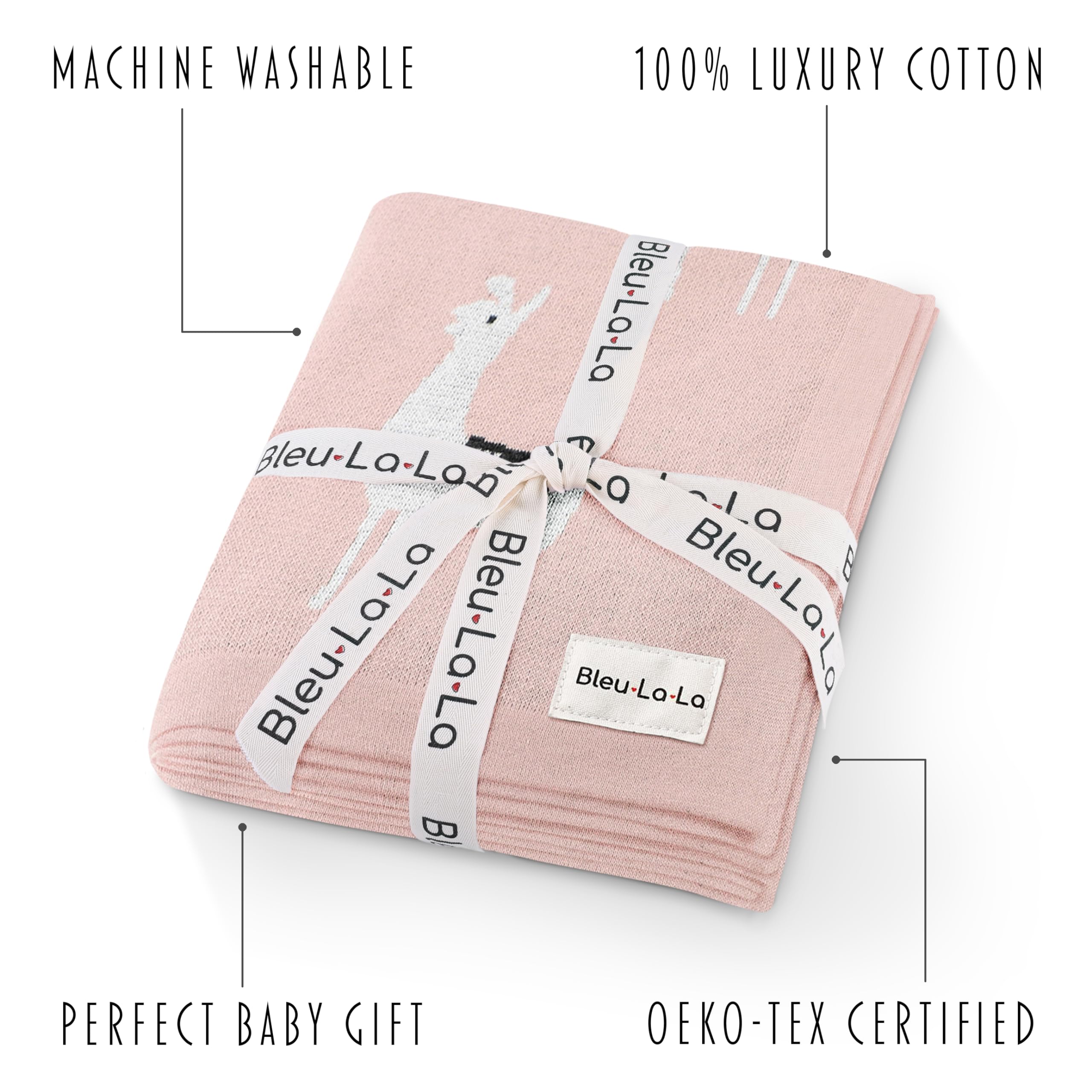 Bleu La La llama pink nursery decor blanket adds cozy style and comfort to nurseries